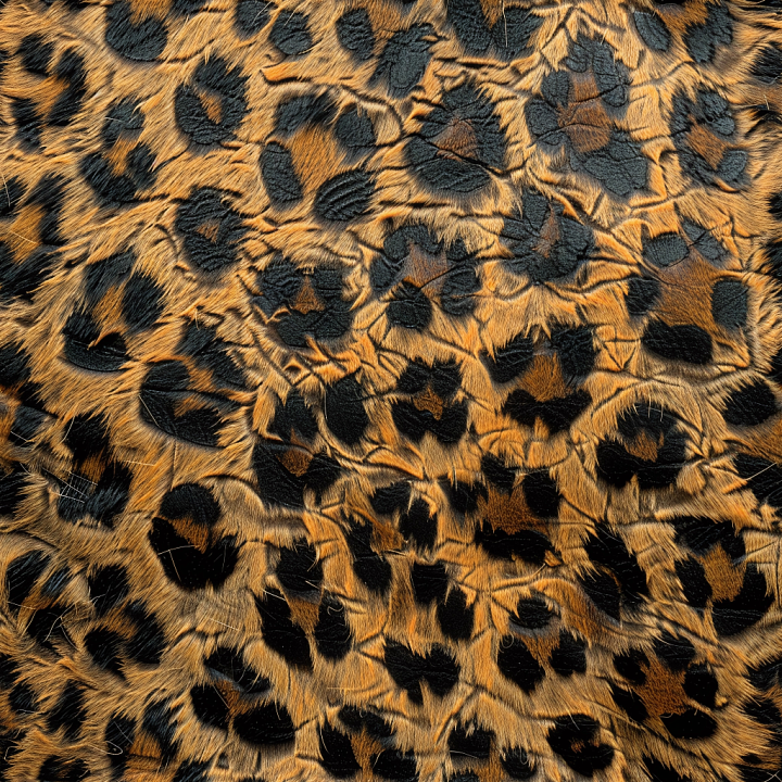 Leopard Print Furry Leather with Detailed Wrinkles seamless PBR texture preview