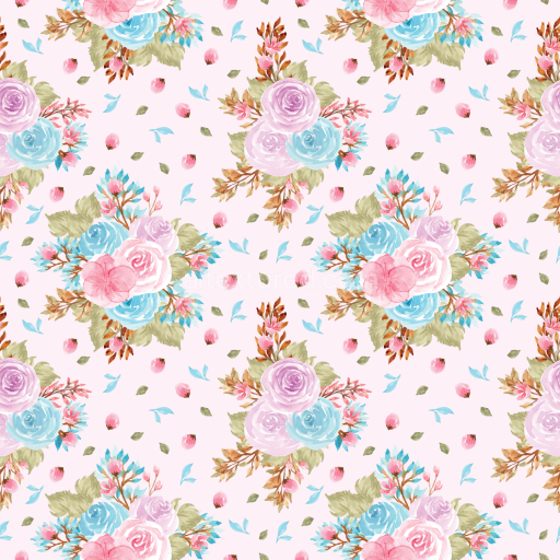 Seamless 3D PBR Texture with Pastel Watercolor Floral Pattern