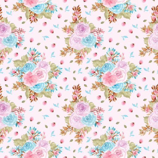 with Pastel Watercolor Floral Pattern seamless Floral  PBR texture