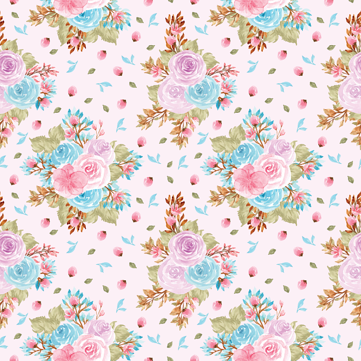 with Pastel Watercolor Floral Pattern seamless PBR texture preview