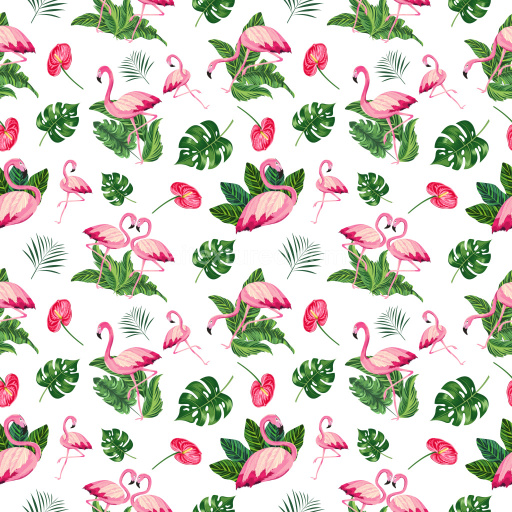 Pattern Bundle - Seamless 3D Pattern PBR Texture with Vibrant Flamingos and Tropical Foliage texture preview