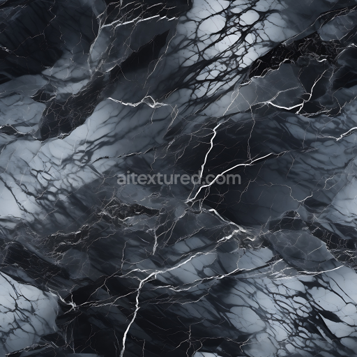 Seamless 3D Black and Gray Marble PBR Texture with Bold Veins