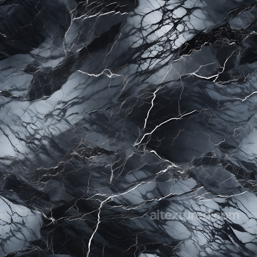 Black and Gray Marble PBR Texture with Bold Veins seamless Marble PBR texture