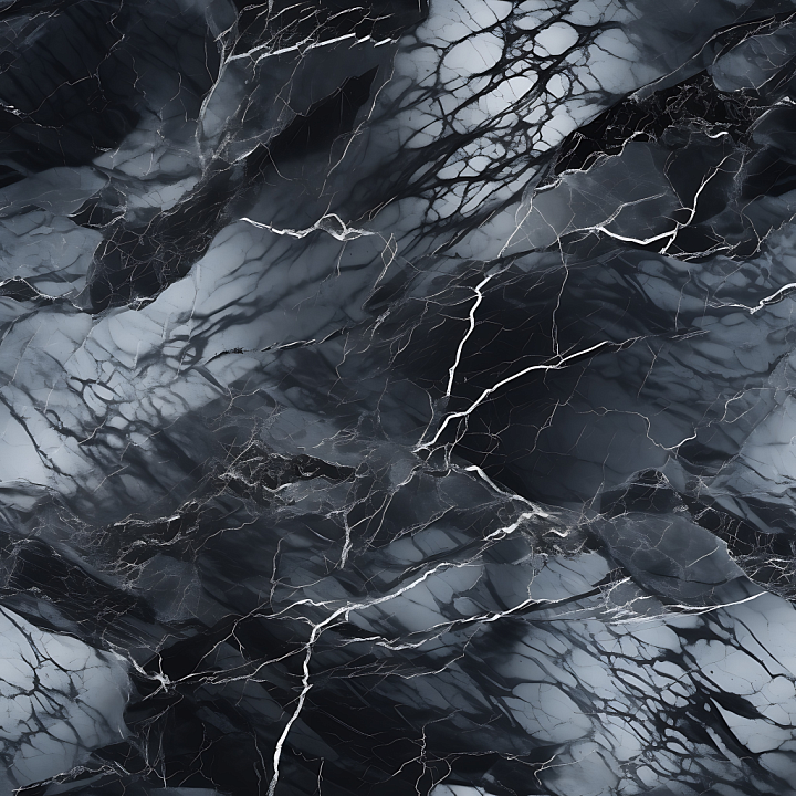 Black and Gray Marble with Bold Veins seamless PBR texture preview
