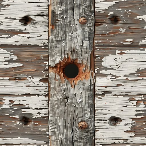 Weathered Cracked Wood PBR Texture with Peeling White Paint and Knots seamless Cracked & Holes PBR texture