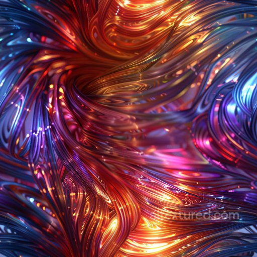 Seamless 3D PBR Glossy Twisted Ribbon Texture with Vibrant Warm and Cool Hues texture preview