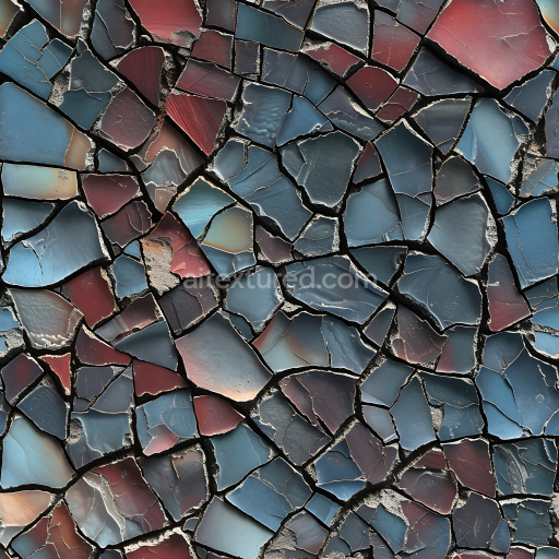 Seamless 3D PBR Cracked Metal Texture with Iridescent Fractures and Jagged Edges