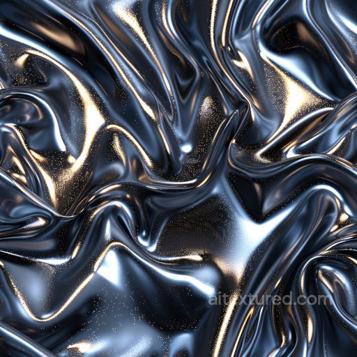 Seamless 3D PBR Texture Featuring Glossy Black Surface with Golden Speckles and Soft Wrin… texture preview