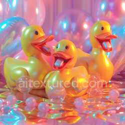 seamless Seamless 3D Inflated Vinyl PBR Texture of Yellow Inflatable Ducks with Glossy Surface texture 8k free download PBR