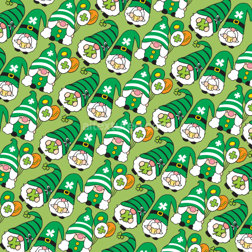 Preview — Seamless 3D PBR Texture of St Patrick’s Day Gnomes with Lucky Clovers and Beer