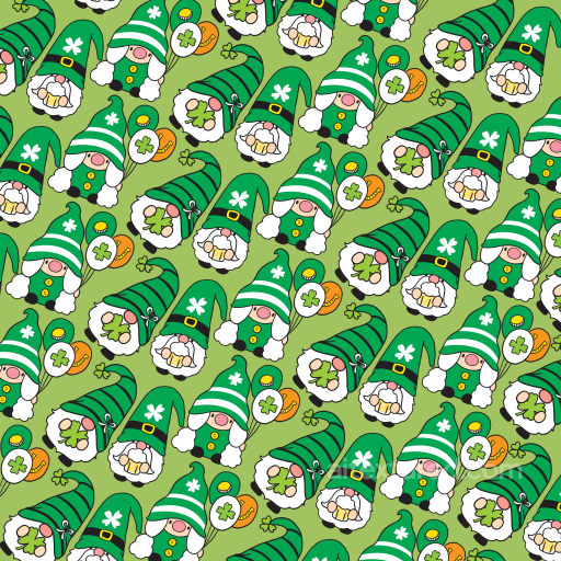 St Patrick Digital Paper Bundle Texture of St Patrick’s Day Gnomes with Lucky Clovers and… seamless St patrick digital paper bundle PBR texture