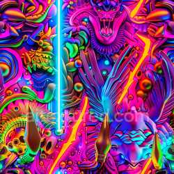 seamless Seamless 3D PBR Texture of Neon-Colored Graffiti Featuring Futuristic Urban Abstracts texture 8k free download PBR