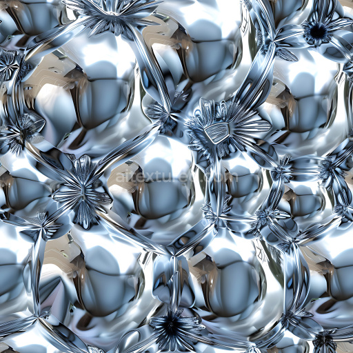 Seamless 3D Inflated Reflective Vinyl Texture with Fluid Metallic Pillows