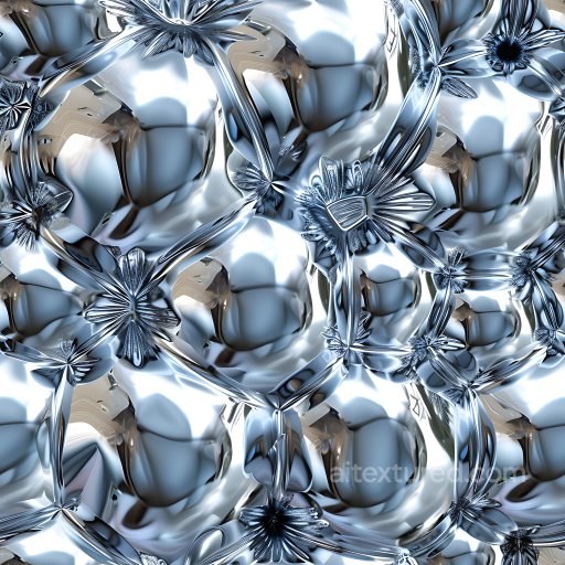 Inflated Reflective Vinyl Texture with Fluid Metallic Pillows seamless Inflated PBR texture