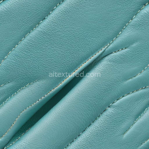 Preview — Seamless 3D teal pebbled leather PBR texture with stitched panels and soft folds