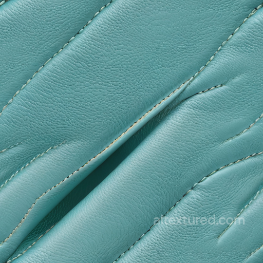 teal pebbled leather PBR texture with stitched panels and soft folds seamless Leather PBR texture