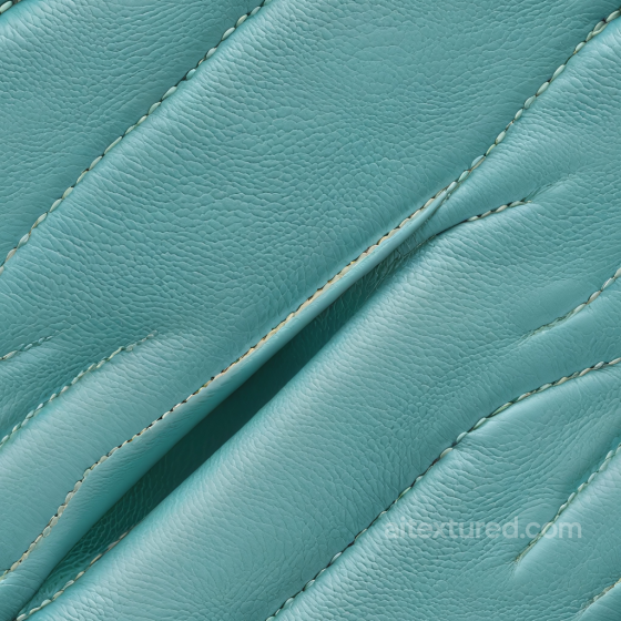 teal pebbled leather PBR texture with stitched panels and soft folds Leather texture preview