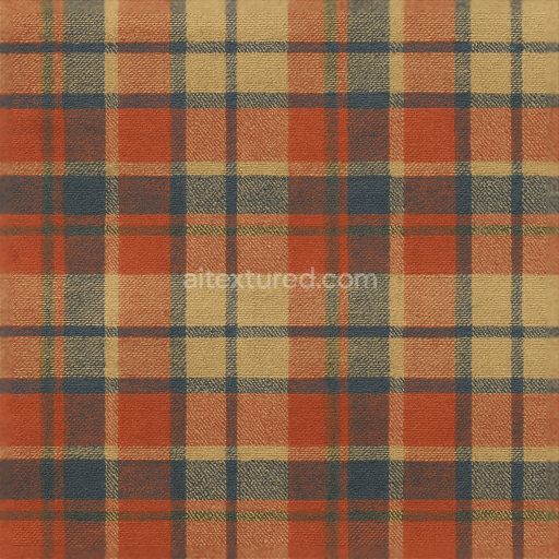 Seamless 3d texture pbr 8k wallpaper with retro plaid woven cotton textile pattern