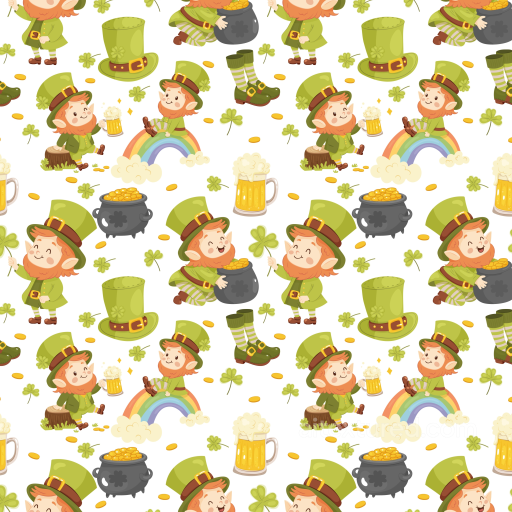 with playful St Patrick’s Day leprechauns and icons seamless St patrick digital paper bundle PBR texture