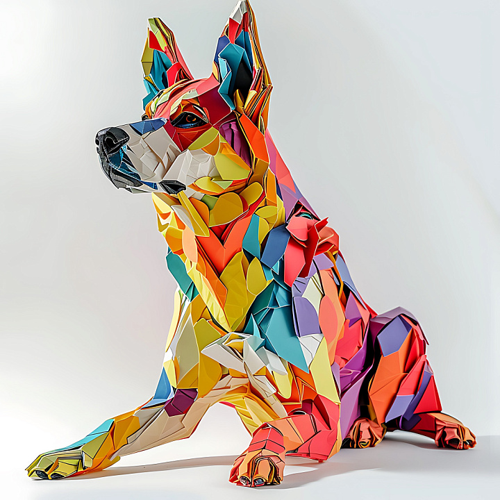 Featuring Vibrant Origami-Style Australian Cattle Dog Pattern seamless PBR texture preview