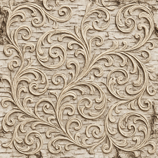 Ornate Birch Bark Texture Seamless 1024X1024