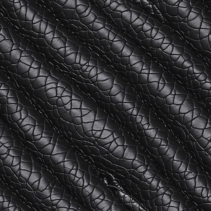 Cracked Black Leather with Glossy Finish and Deep Grain seamless PBR texture preview
