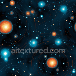 seamless Seamless 3D Space PBR Texture Featuring Cosmic Starfield with Glowing Orange and Blue Stellar Orbits texture 8k free download PBR
