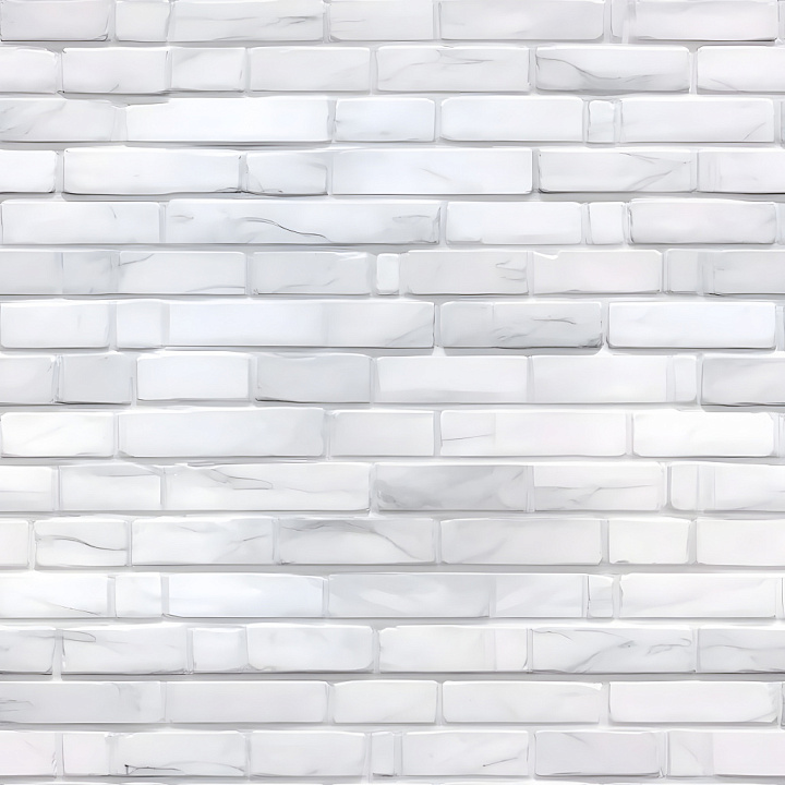 Cracked White Marble Brick Wall with Subtle Fractures seamless PBR texture preview