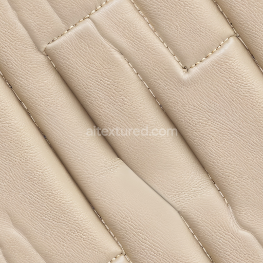 Seamless 3D Quilted Creamy Beige Leather PBR Texture with Fine Grain and Stitched Panels