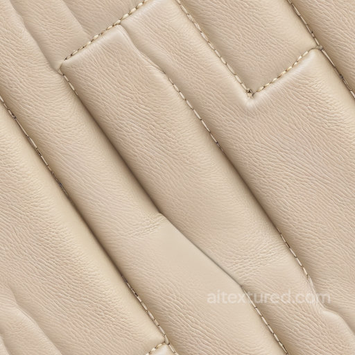 Quilted Creamy Beige Leather PBR Texture with Fine Grain and Stitched Panels seamless Leather PBR texture