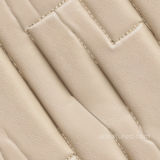 Quilted Creamy Beige Leather PBR Texture with Fine Grain and Stitched Panels Leather texture preview