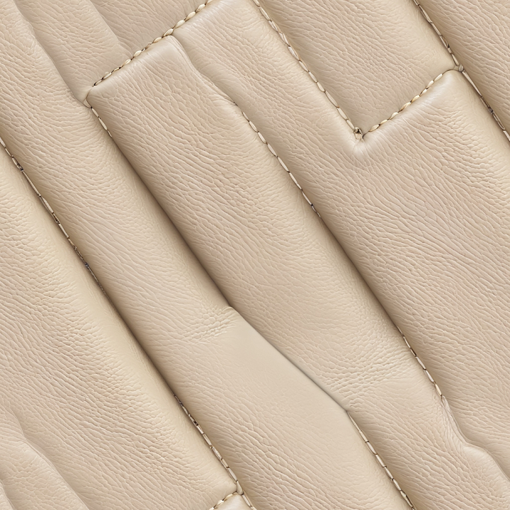 Quilted Creamy Beige Leather with Fine Grain and Stitched Panels seamless PBR texture preview