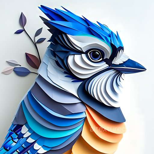 Animal - Seamless 3D PBR Texture Featuring Blue Jay Origami Feather Layers in Vibrant Blues and Or… texture preview