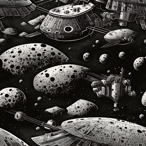 Sci-Fi Space PBR Texture Featuring Space Stations and Asteroid Fields Star, space, planets texture preview