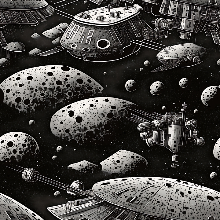 Sci-Fi Space Featuring Space Stations and Asteroid Fields seamless PBR texture preview