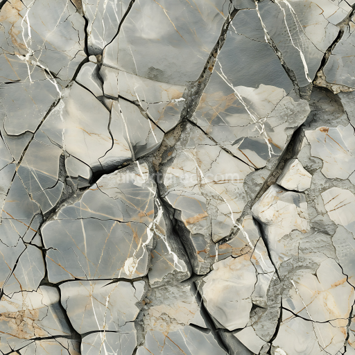 Seamless 3D Cracked Marble Stone Ground PBR Texture with Veined Patterns