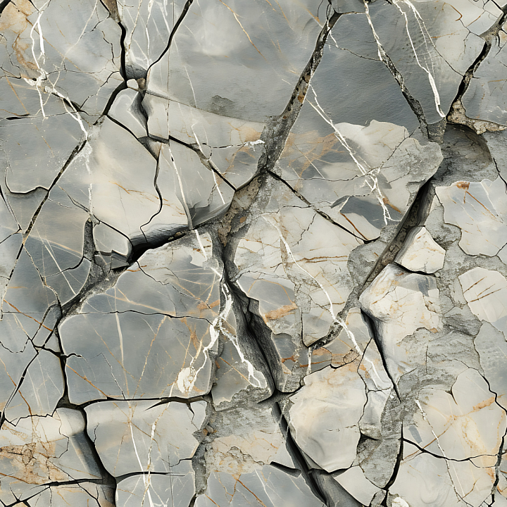 Cracked Marble Stone Ground with Veined Patterns seamless PBR texture preview