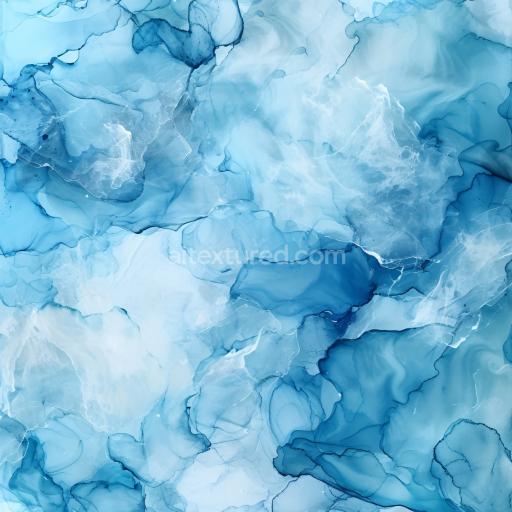 Seamless 3D Alcohol Ink PBR Texture with Soft Blue Fluid Layers and Subtle Veining