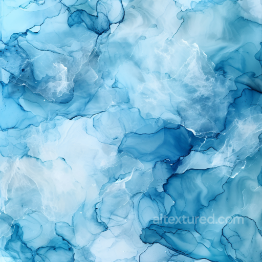 Alcohol Ink PBR Texture with Soft Blue Fluid Layers and Subtle Veining seamless Alcohol ink PBR texture