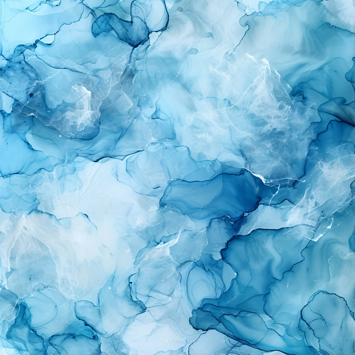 Alcohol Ink with Soft Blue Fluid Layers and Subtle Veining seamless PBR texture preview