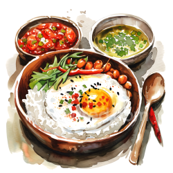 seamless Bhutanese Ema Datshi Chili Cheese with Red Rice Breakfast Illustration texture 8k free download PBR