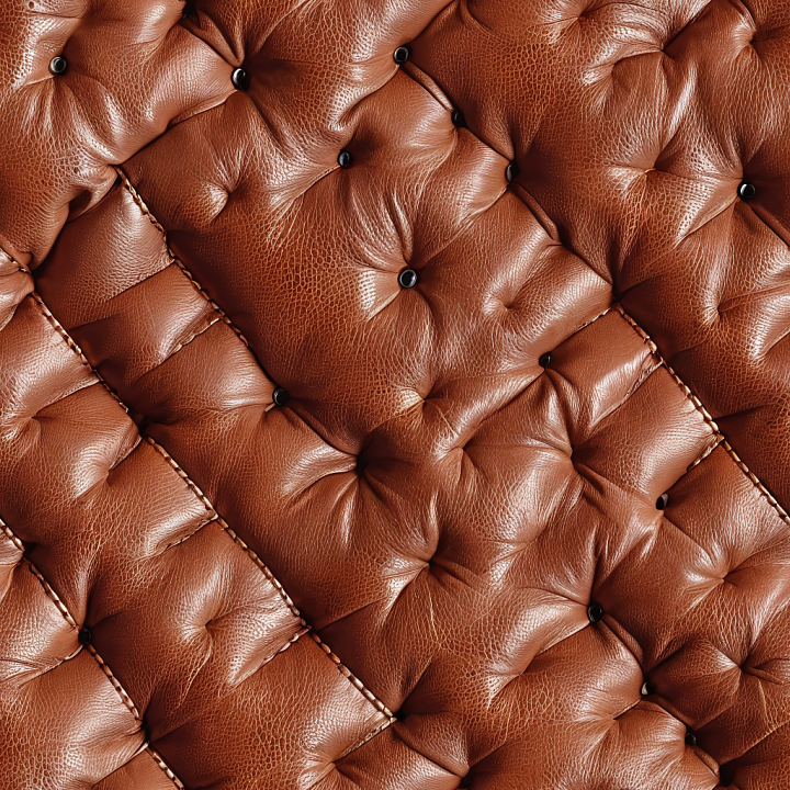 Quilted Chestnut Brown Leather with Button Tufting and Detailed Grain seamless PBR texture preview