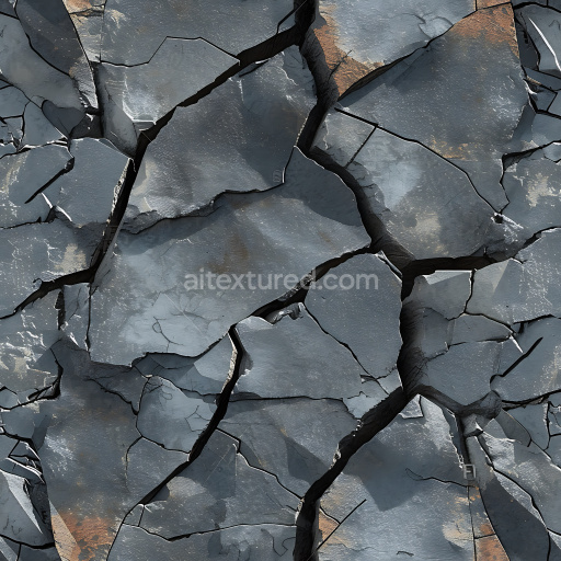 Seamless 3D PBR cracked and holed metal surface texture with oxidized patches