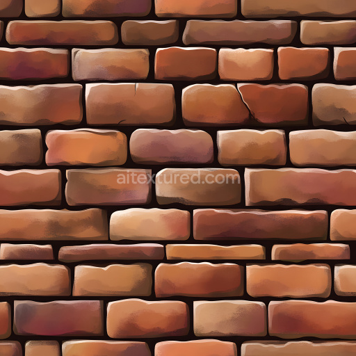 Seamless 3D Cracked Brick Wall PBR Texture with Warm Earthy Tones