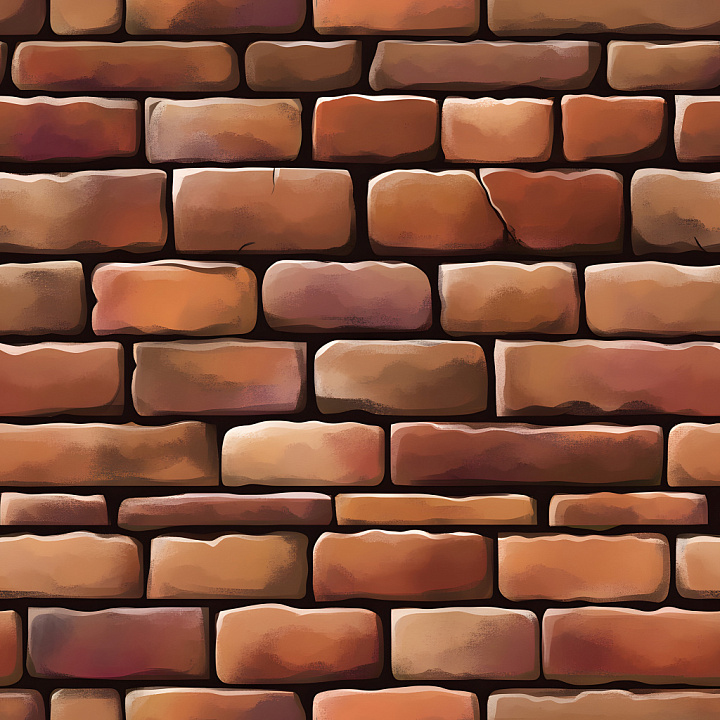 Cracked Brick Wall with Warm Earthy Tones seamless PBR texture preview