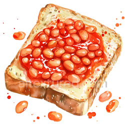 seamless Watercolor Style Baked Beans on Toast Breakfast Graphic texture 8k free download PBR