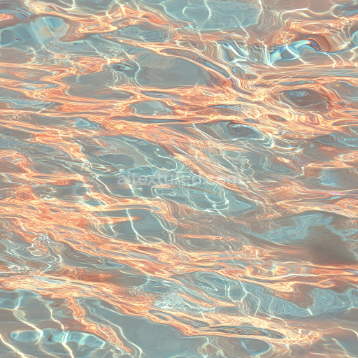 Seamless 3D PBR Pool Water Texture Featuring Soft Ripples and Warm Golden Reflections