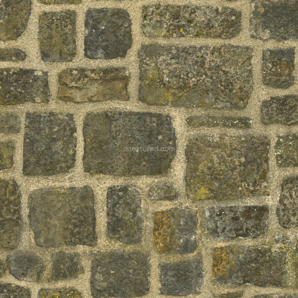 Seamless brick PBR texture with various stone patterns
