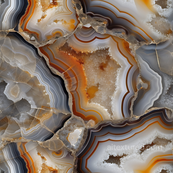 Agate Stone Texture with Layered Bands and Crystalline Centers Stone texture preview