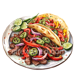 seamless Watercolor-Style Mixed Fajita Platter Breakfast Illustration with Vibrant Veggies texture 8k free download PBR